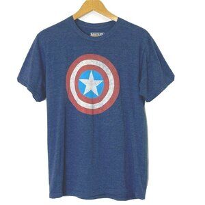 Marvel Captain America Men's Medium Short Sleeved T-Shirt Blue Distressed Shield